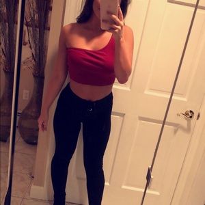 one strap crop top (red)